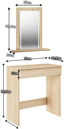 Toaletka Megan z lustrem LED