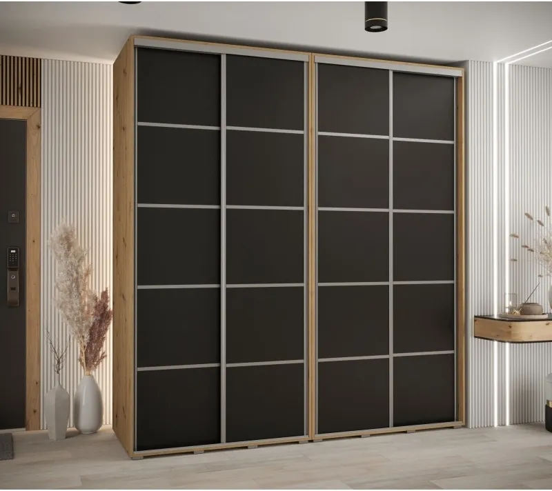 Vysoká šatní skříň s posuvnými dveřmi Davos 4 220, hloubka 60 cm, výška 235,2 cm