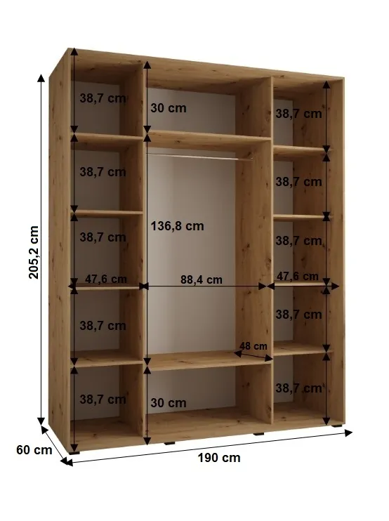 Skriňa Cannes 1 190 hĺbka 60 cm