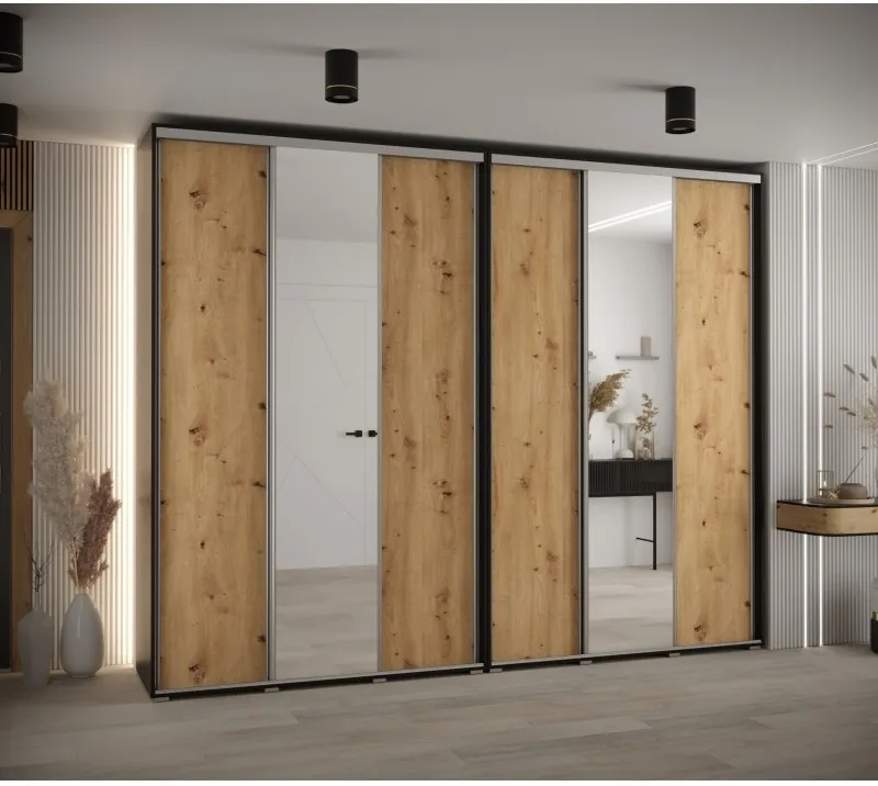 Skriňa s posuvnými dverami so zrkadlom vysoká Davos 3 300 hĺbka 45 cm