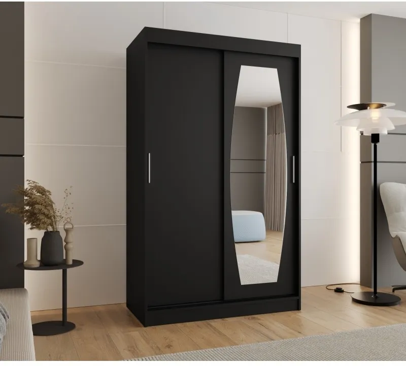 Šatní skříň s posuvnými dveřmi se zrcadlem Rossa 120 cm