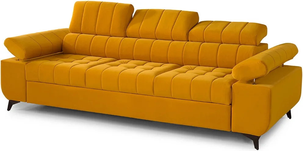 Sofa 3-osobowa Dragonis z funkcją spania, regulowanymi zagłówkami i podłokietnikami