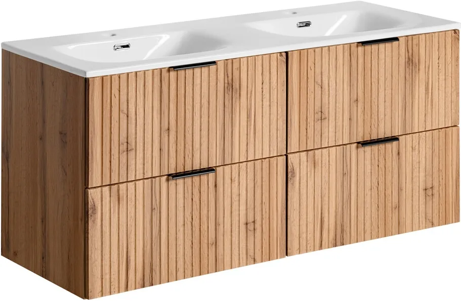 Koupelnový nábytkový set Adel Oak 120 s umyvadly na desku stolu