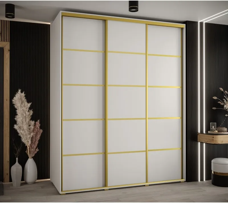 Vysoká šatní skříň s posuvnými dveřmi Davos 4 190, hloubka 60 cm, výška 235,2 cm