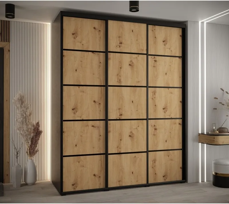 Vysoká šatní skříň s posuvnými dveřmi Davos 4 190, hloubka 60 cm, výška 235,2 cm