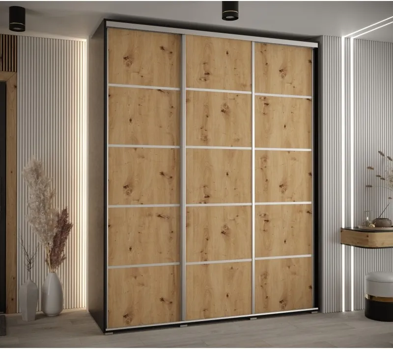 Vysoká šatní skříň s posuvnými dveřmi Davos 4 190, hloubka 60 cm, výška 235,2 cm