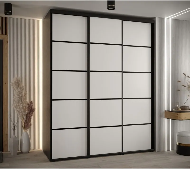 Vysoká šatní skříň s posuvnými dveřmi Davos 4 190, hloubka 60 cm, výška 235,2 cm