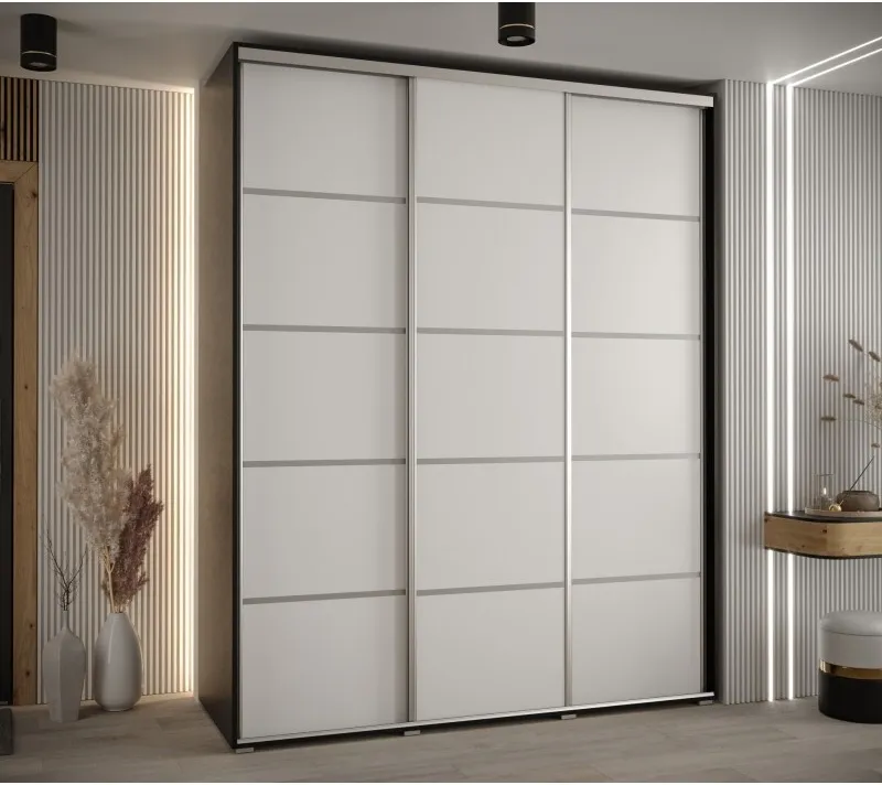 Vysoká šatní skříň s posuvnými dveřmi Davos 4 190, hloubka 60 cm, výška 235,2 cm