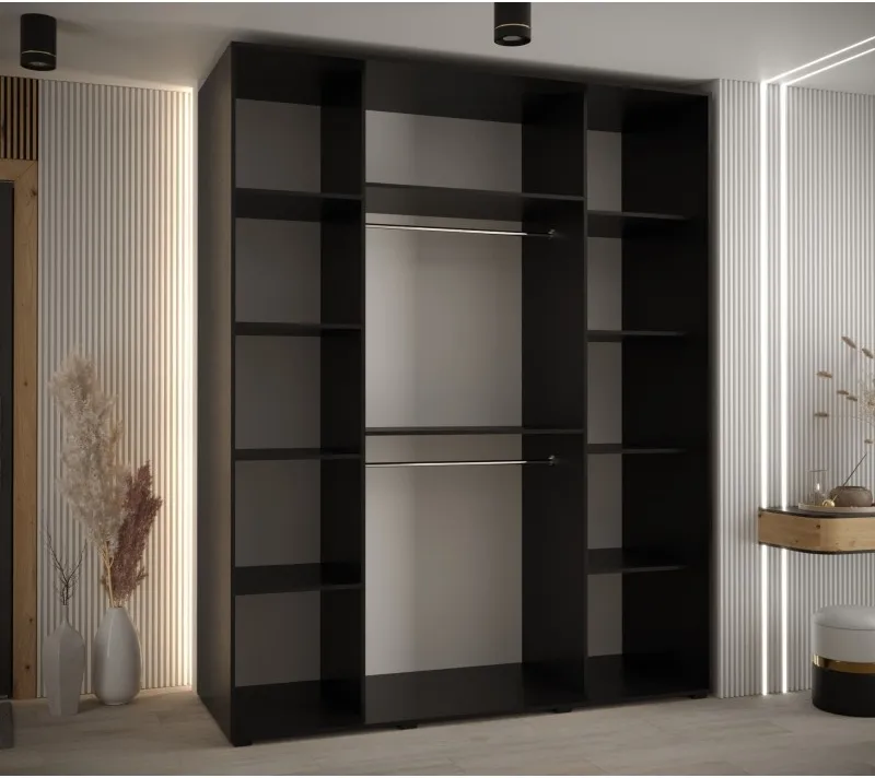 Vysoká šatní skříň s posuvnými dveřmi Davos 4 190, hloubka 60 cm, výška 235,2 cm