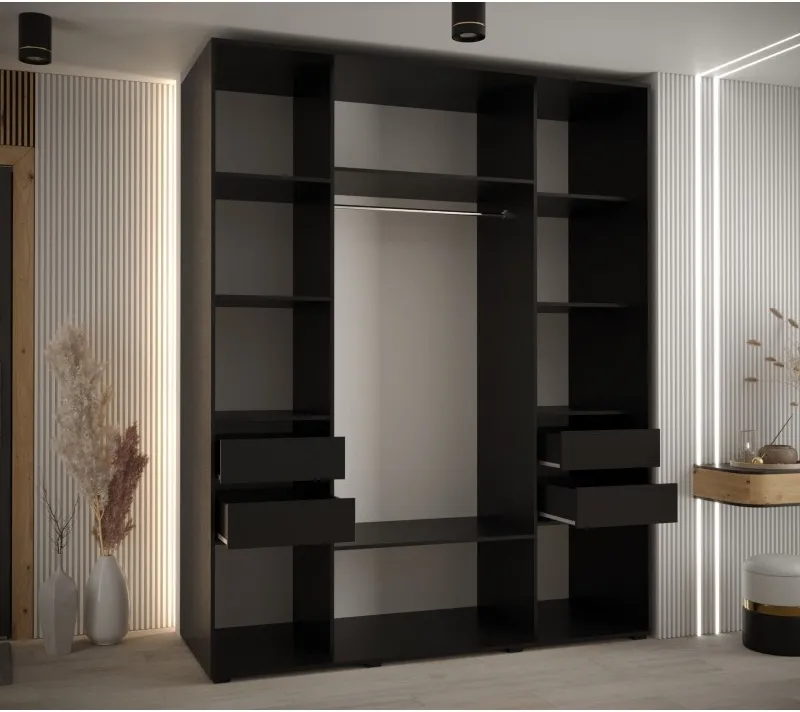 Vysoká šatní skříň s posuvnými dveřmi Davos 4 190, hloubka 60 cm, výška 235,2 cm