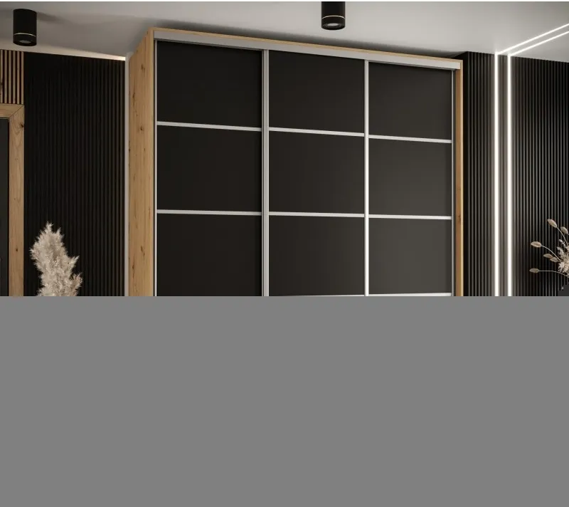 Vysoká šatní skříň s posuvnými dveřmi Davos 4 190, hloubka 60 cm, výška 235,2 cm