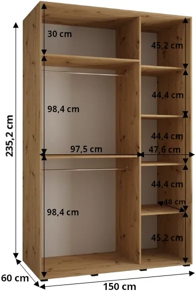 Szafa przesuwna Davos 4 150 60 cm głębokości