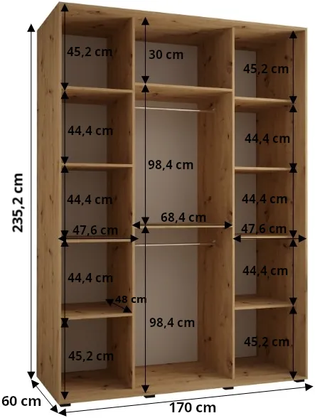 Szafa przesuwna Davos 2 170 60 cm głębokości