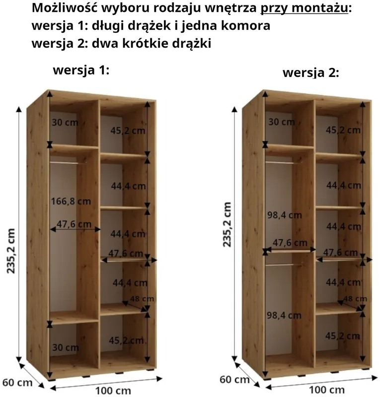 Skriňa s posuvnými dverami Dakota 4 100 60 hĺbky cm