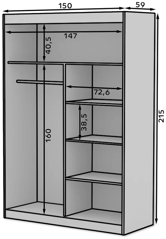 Šatní skříň Esti 150 cm