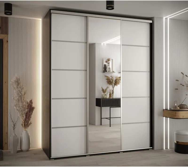 Skříň s posuvnými dveřmi a zrcadlem Davos 5 190, hloubka 60 cm