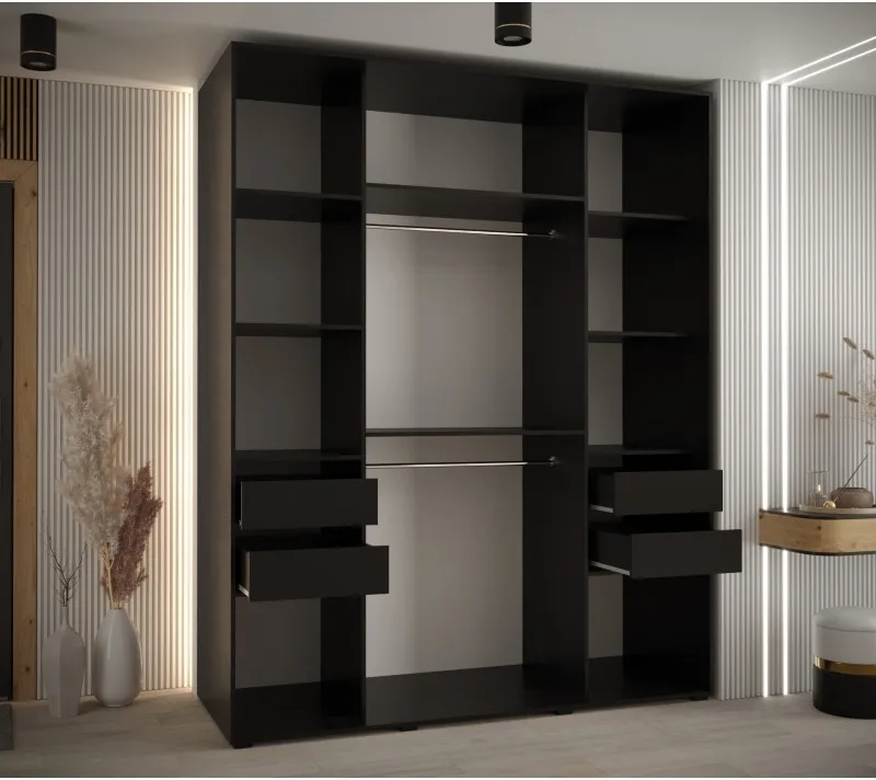 Skříň s posuvnými dveřmi a zrcadlem Davos 5 190, hloubka 60 cm