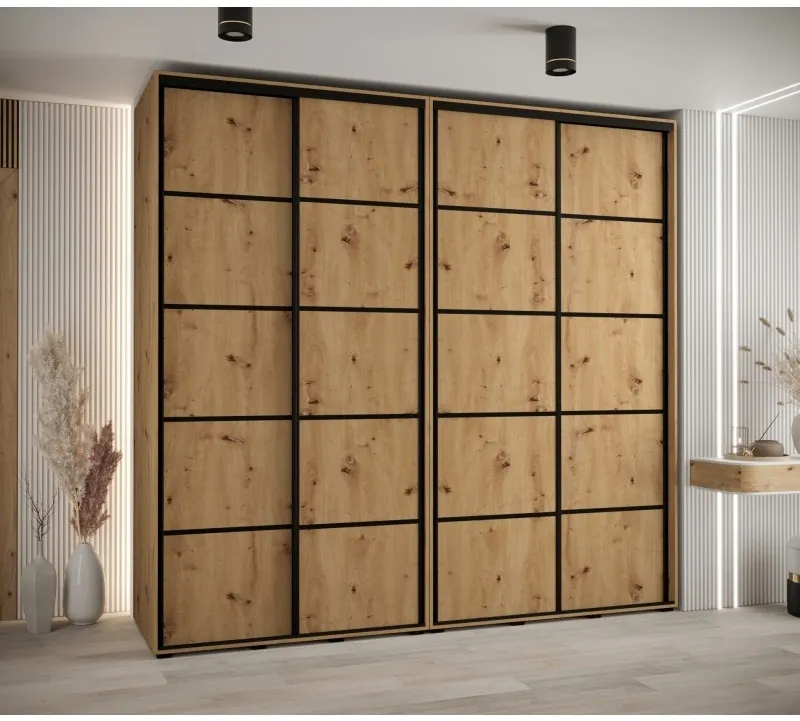 Vysoká šatní skříň s posuvnými dveřmi Davos 4 250, hloubka 60 cm, výška 235,2 cm