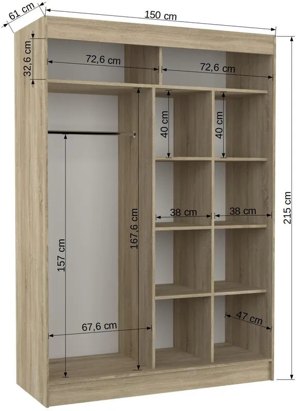 Šatní skříň Toura 150 cm