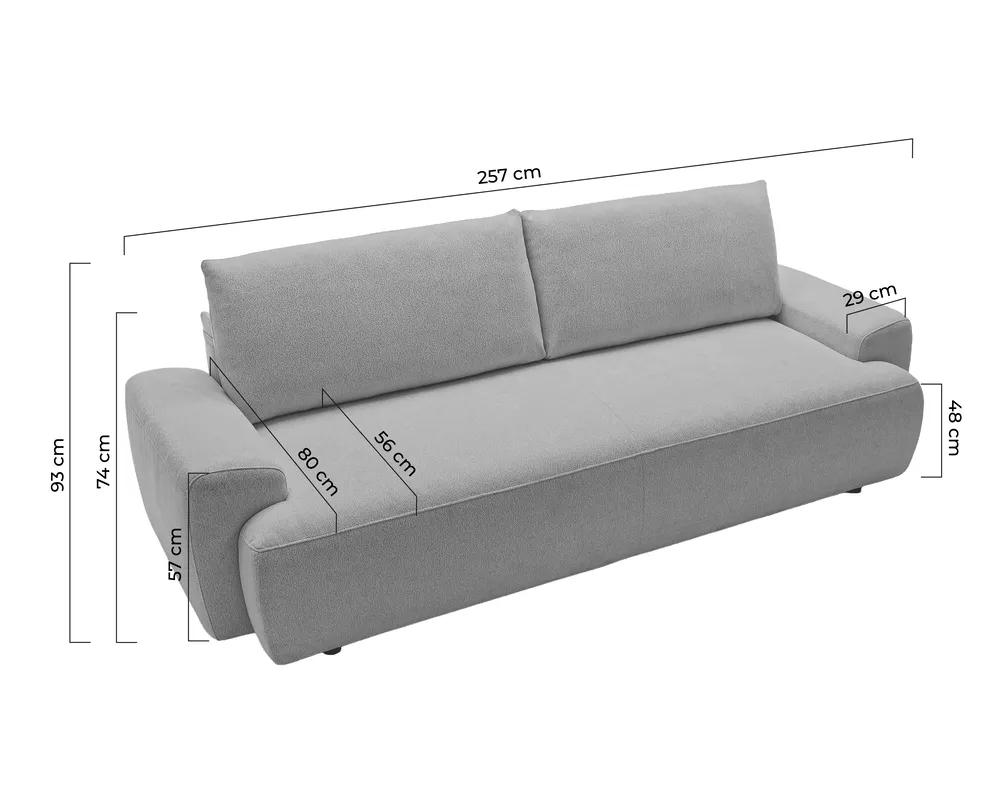 Sofa Gato z funkcją spania i pojemnikiem na pościel