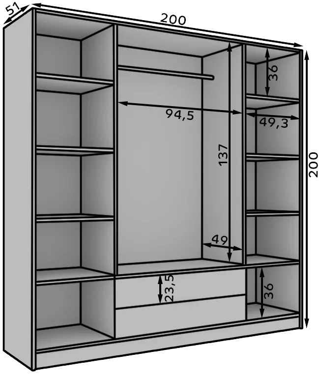 Šatní skříň Neri 200 cm