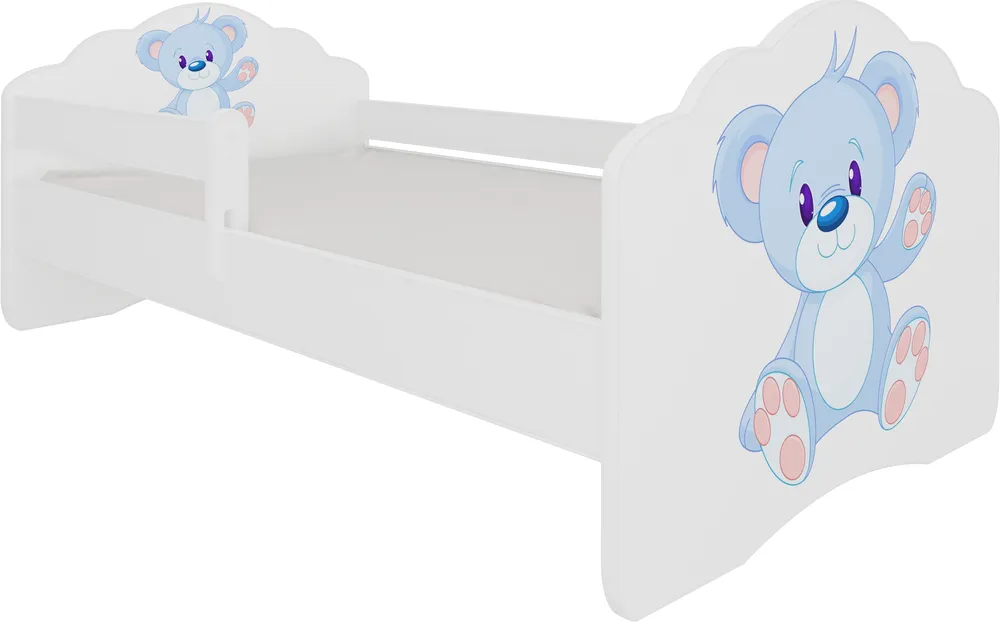 Łóżko z materacem i barierką Casimo Blue Bear 140