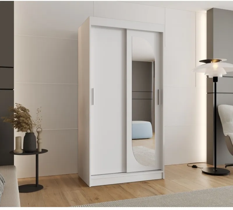 Šatní skříň s posuvnými dveřmi se zrcadlem Lucy 100 cm
