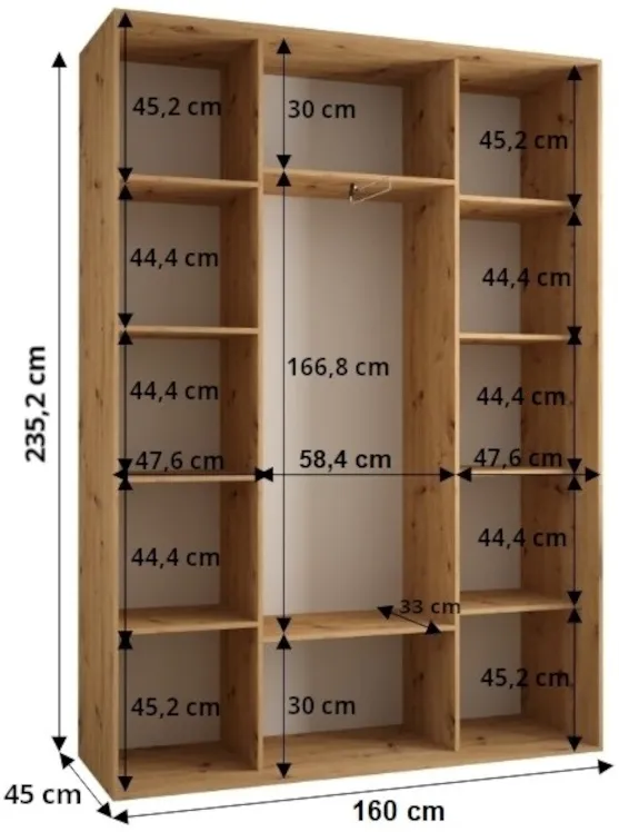 Skriňa s posuvnými dverami Davos 160 cm