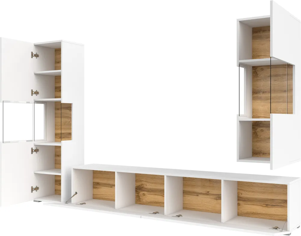 Velká obývací stěna s vitrínami a TV stolkem do obývacího pokoje Ava
