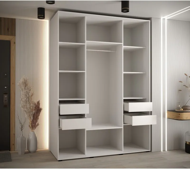 Vysoká šatní skříň s posuvnými dveřmi Davos 4 180, hloubka 60 cm, výška 235,2 cm