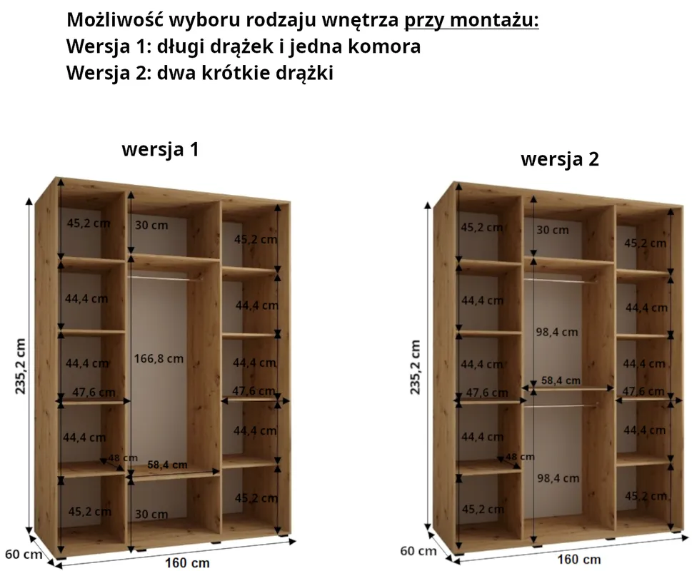 Szafa przesuwna z lustrem Dakota 11 160 60 głębokości