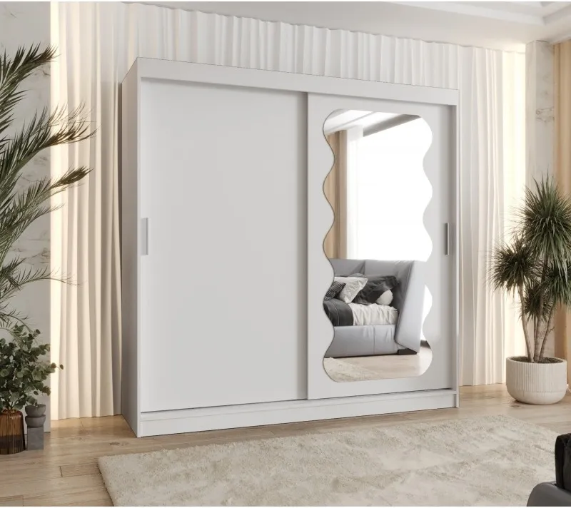 Šatní skříň s posuvnými dveřmi se zrcadlem Spoti 200 cm