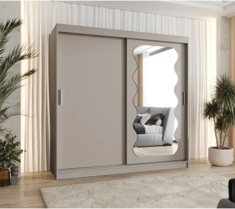 Šatní skříň s posuvnými dveřmi se zrcadlem Spoti 200 cm