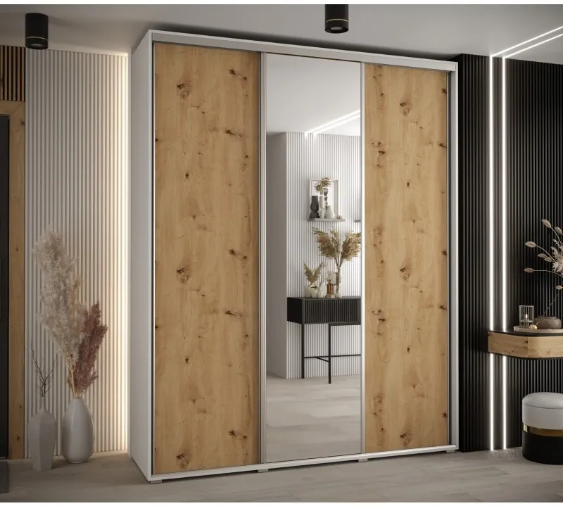 Skriňa s posuvnými dverami so zrkadlom vysoká Davos 3 200 hĺbka 45 cm