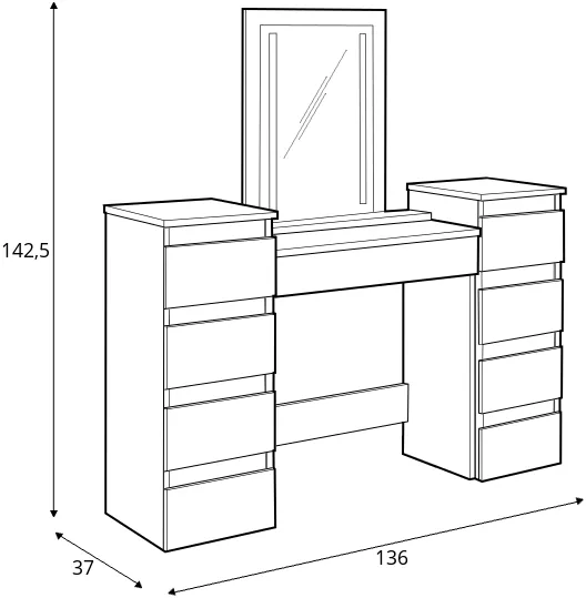 Toaletní stolek Megan 2X4S