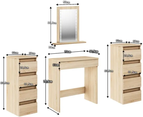 Toaletní stolek Megan 2X4S