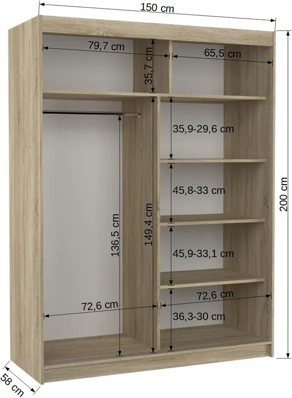Šatní skříň Renzo 150 cm