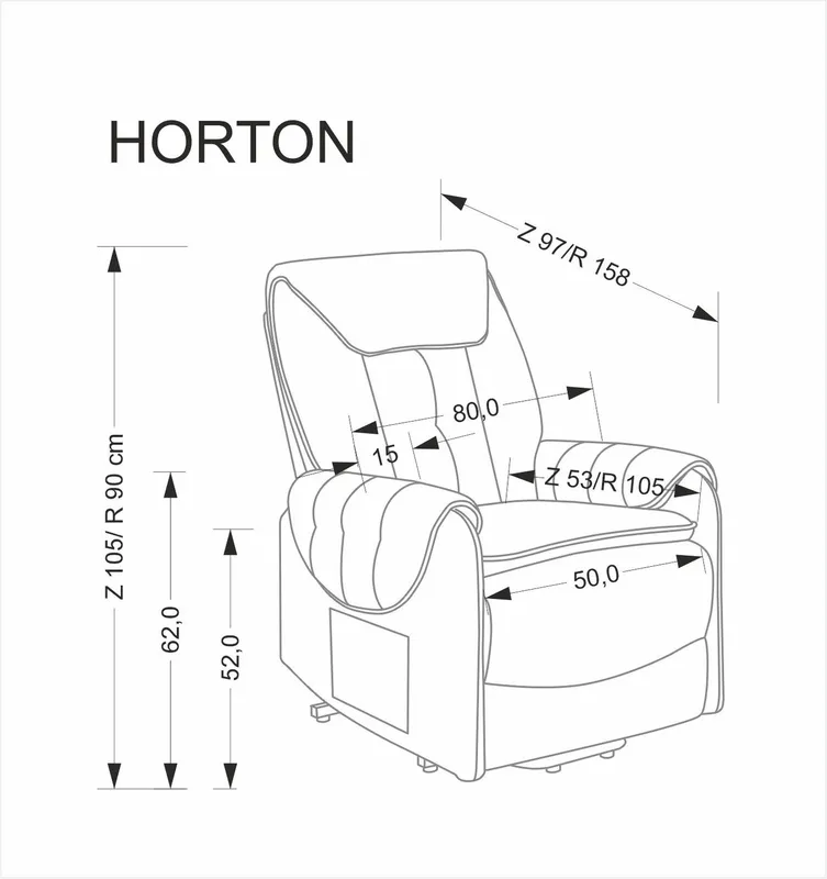 Křeslo Horton s funkcí elektrického rozkládání a funkcí vertikalizace
