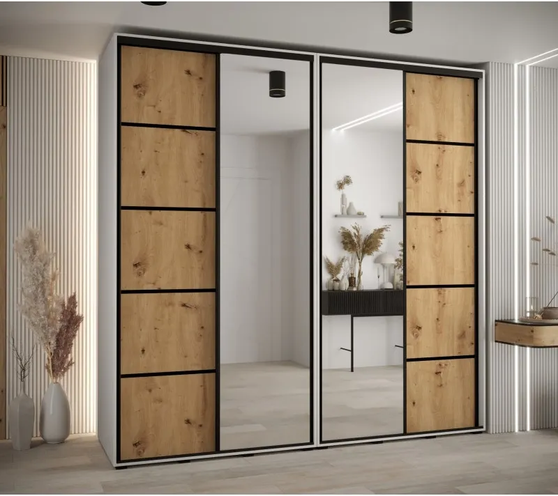 Skříň s posuvnými dveřmi a zrcadlem Davos 5 240, hloubka 60 cm
