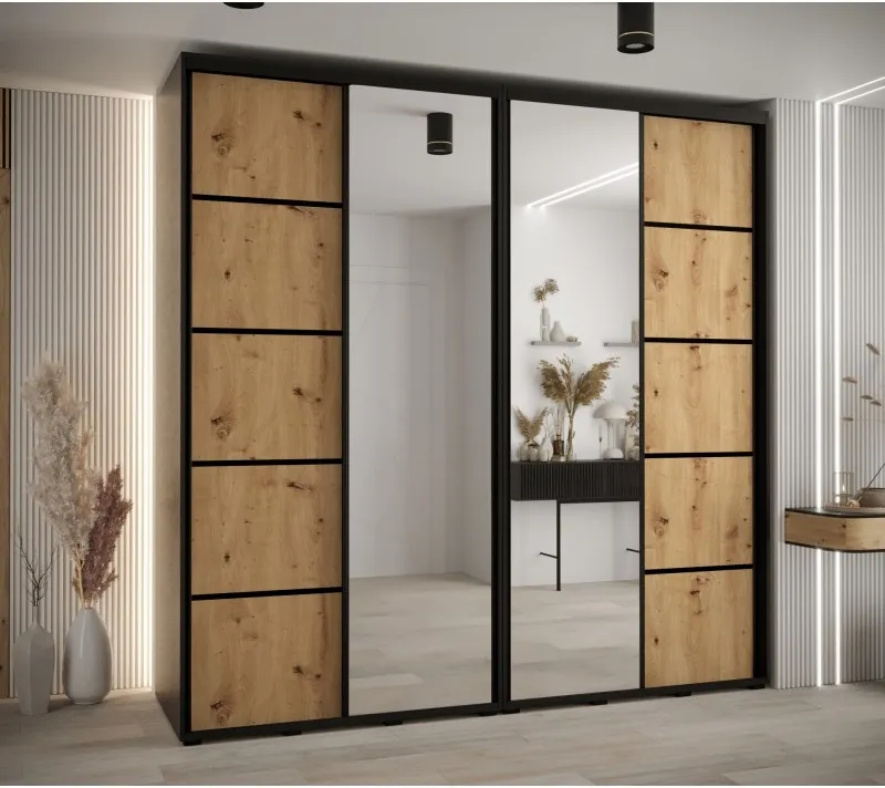 Skříň s posuvnými dveřmi a zrcadlem Davos 5 240, hloubka 60 cm