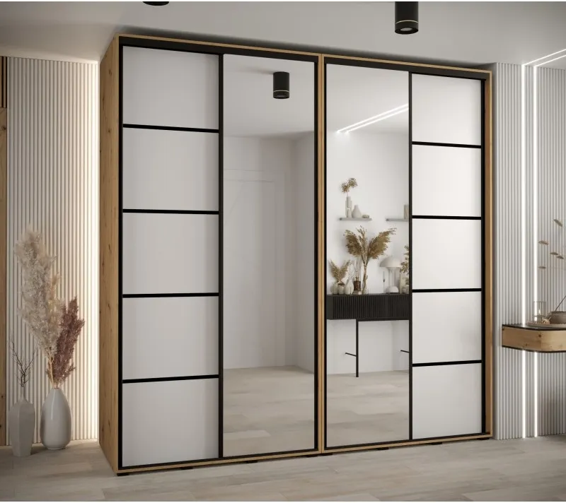 Skříň s posuvnými dveřmi a zrcadlem Davos 5 240, hloubka 60 cm