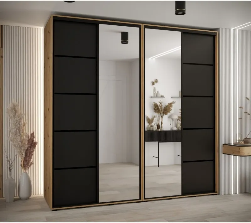Skříň s posuvnými dveřmi a zrcadlem Davos 5 240, hloubka 60 cm