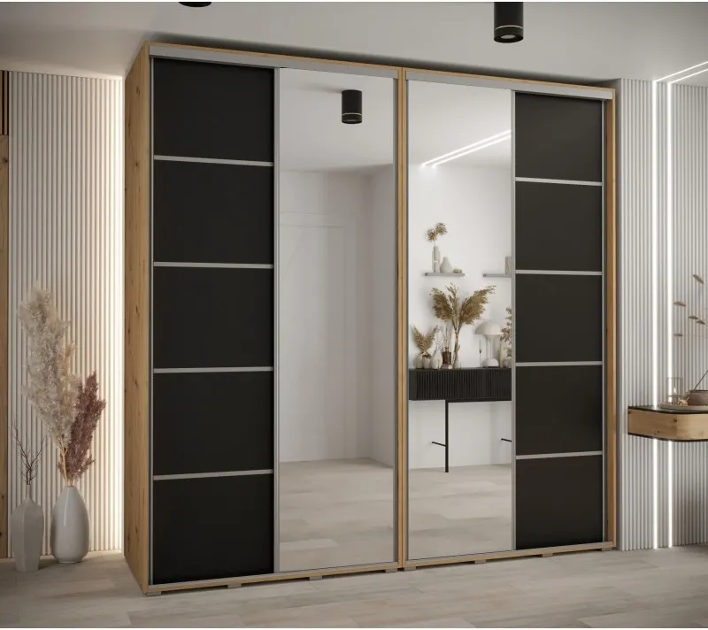 Skříň s posuvnými dveřmi a zrcadlem Davos 5 240, hloubka 60 cm