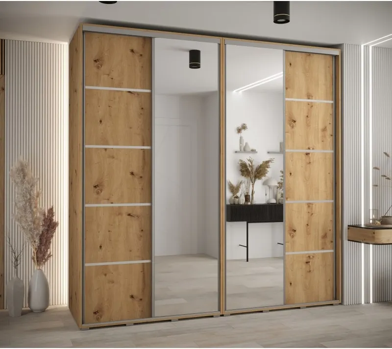 Skříň s posuvnými dveřmi a zrcadlem Davos 5 240, hloubka 60 cm