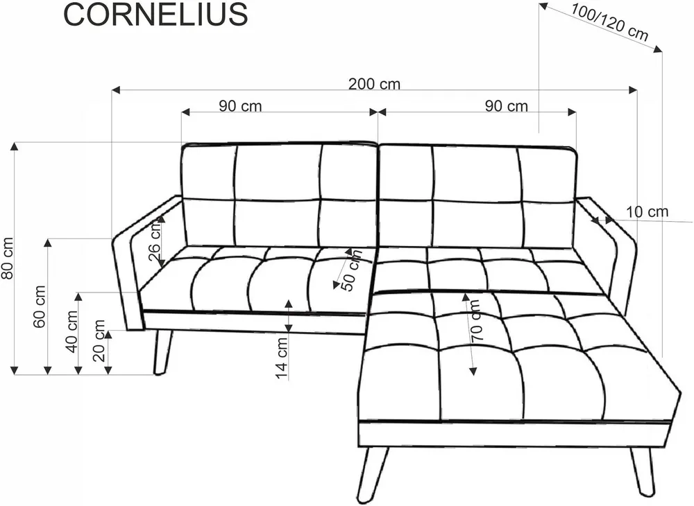 Sofa Cornelius z podnóżkiem