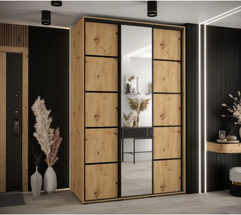 Skříň s posuvnými dveřmi a zrcadlem Davos 5 150, hloubka 60 cm