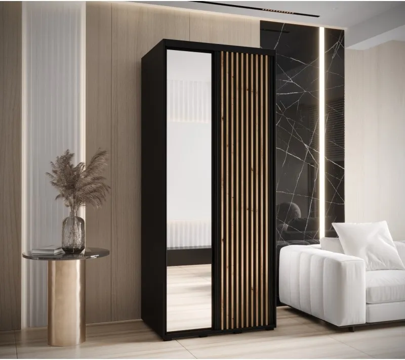 Šatní skříň s posuvnými dveřmi a zrcadlem Lanko 2 120, hloubka 60 cm