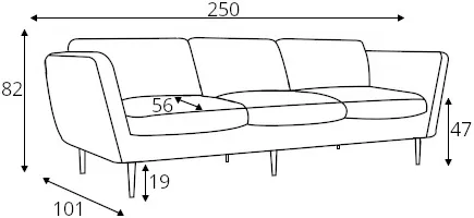 Sofa 4-osobowa Teddy (wersja z trzema poduszkami siedziskowymi)