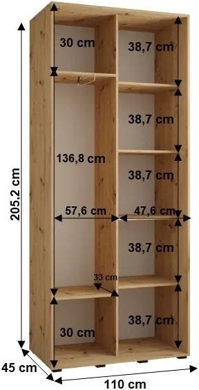 Szafa przesuwna z lustrem 110 45 Cannes 3