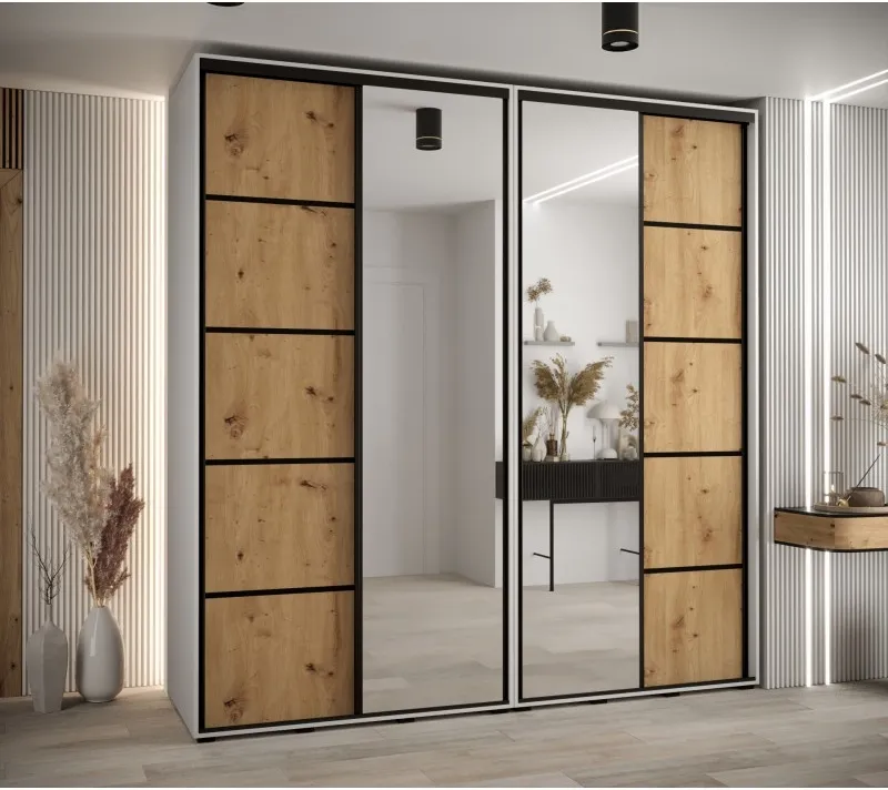 Skříň s posuvnými dveřmi a zrcadlem Davos 5 230, hloubka 60 cm
